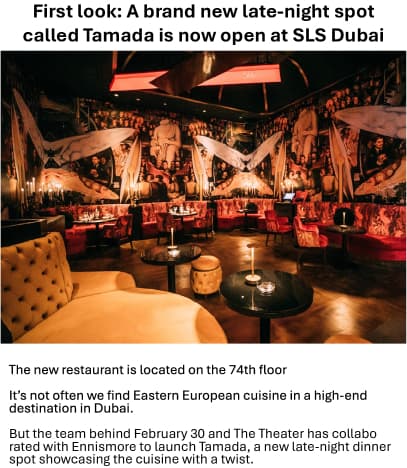 First look: A brand new late-night spot called Tamada is now open at SLS Dubai