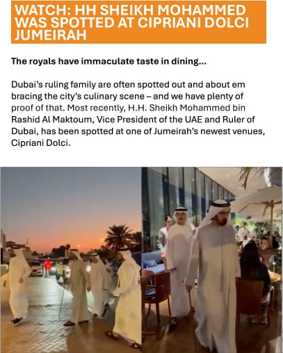 Watch: HH Sheikh Mohammed was spotted at Cipriani Dolci Jumeirah